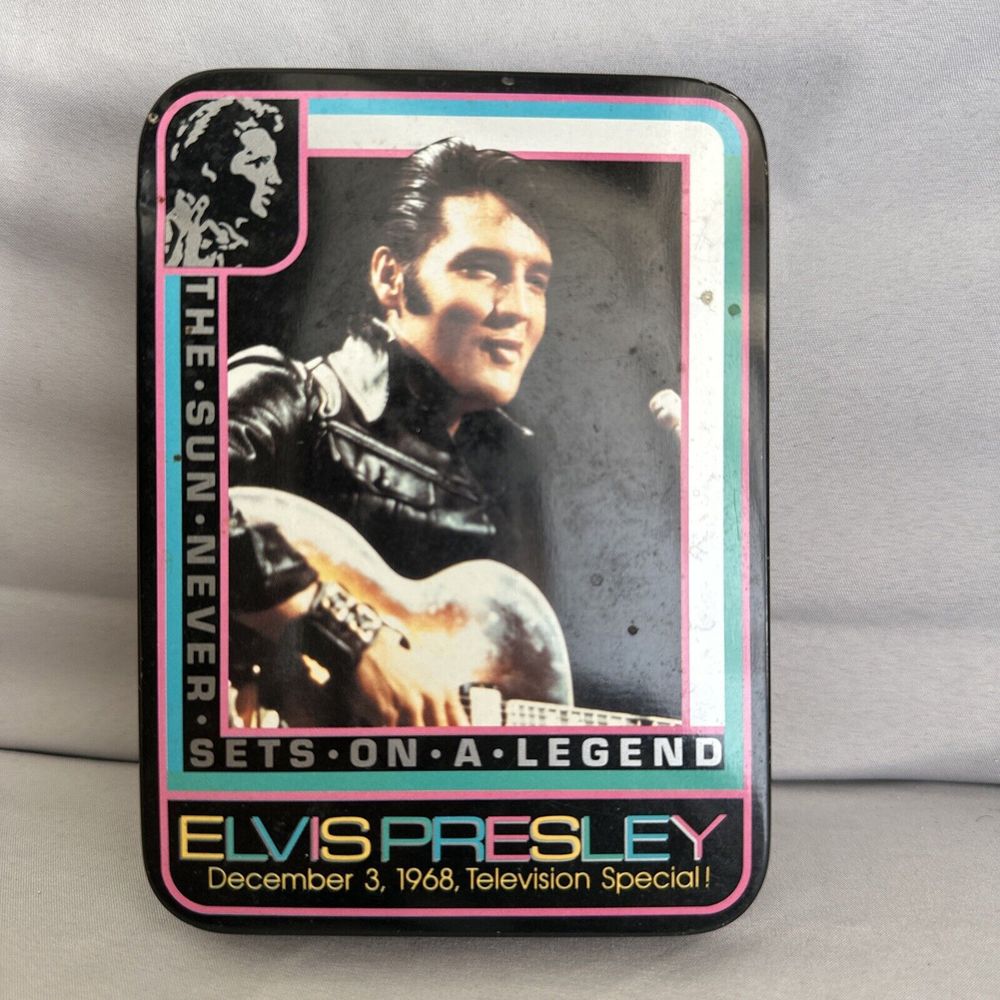 Vintage Elvis Presley Metal Box 1968 The Sun Never Sets On A Legend